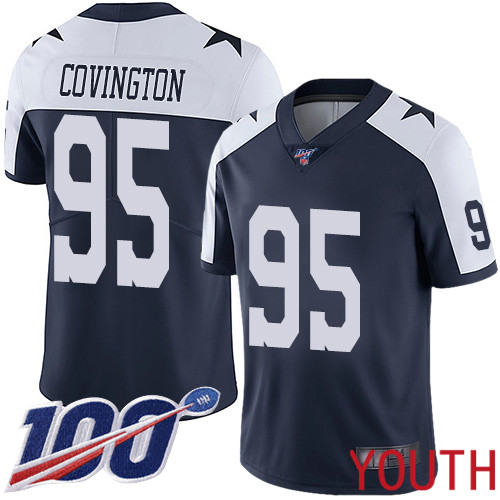 Youth Dallas Cowboys Limited Navy Blue Christian Covington Alternate #95 100th Season Vapor Untouchable Throwback NFL Jersey->women nfl jersey->Women Jersey